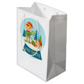 Funny Christmas Santa & Elves "Who Farted" Medium Cadeauzakje (Achterkant Gekanteld)