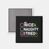 Funny Christmas Santa Hat Xmas Lights Nice Naughty Magneet (Voorkant / Achterkant)
