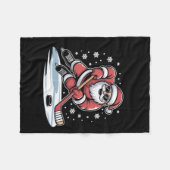 Funny Christmas Santa Playing Ice Hockey Xmas  Fleece Deken (Voorkant (Horizontaal))