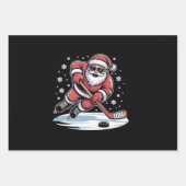 Funny Christmas Santa Playing Ice Hockey Xmas  Inpakpapier Vel (Voorkant)