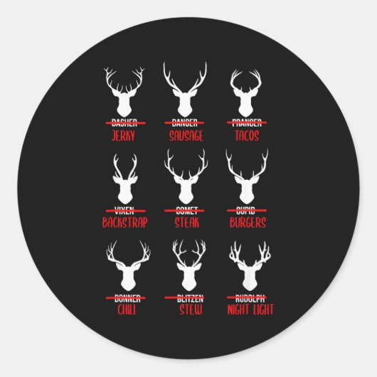 Funny Christmas Santa Reindeer List Pajamas For De Ronde Sticker (Voorkant)