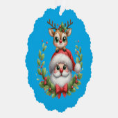 Funny Christmas Santa & Reindeer Ornament Kaart (Rechts)