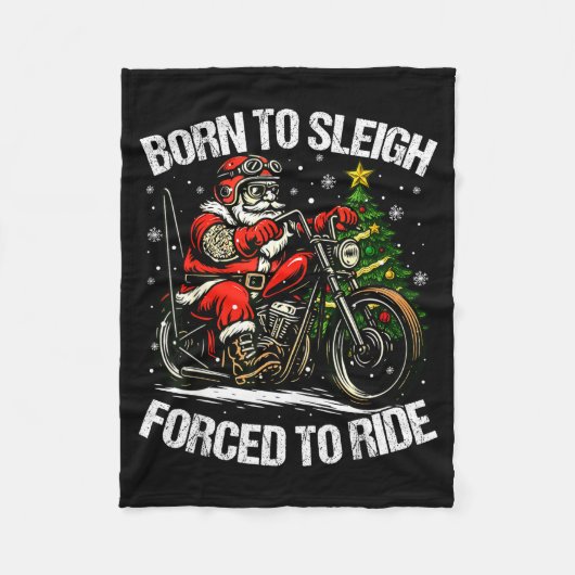 Funny Christmas Santa Riding Motorcycle Bike Biker Fleece Deken (Voorkant)