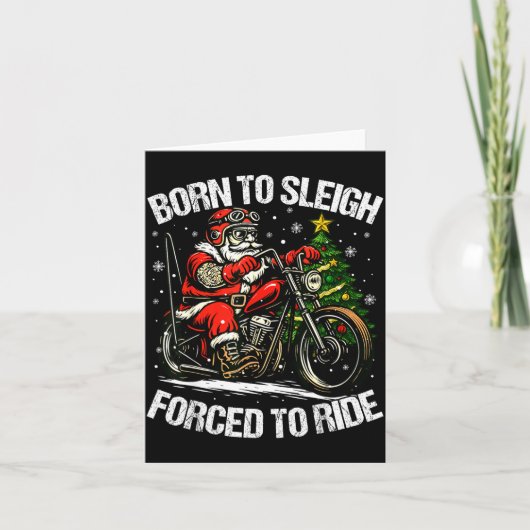 Funny Christmas Santa Riding Motorcycle Bike Biker Kaart (Voorkant)