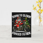 Funny Christmas Santa Riding Motorcycle Bike Biker Kaart (Gele Bloem)