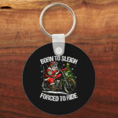 Funny Christmas Santa Riding Motorcycle Bike Biker Sleutelhanger (Voorkant)