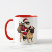 Funny Christmas Santa Riding Pug Mok (Links)