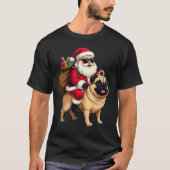 Funny Christmas Santa Riding Pug T-shirt (Voorkant)