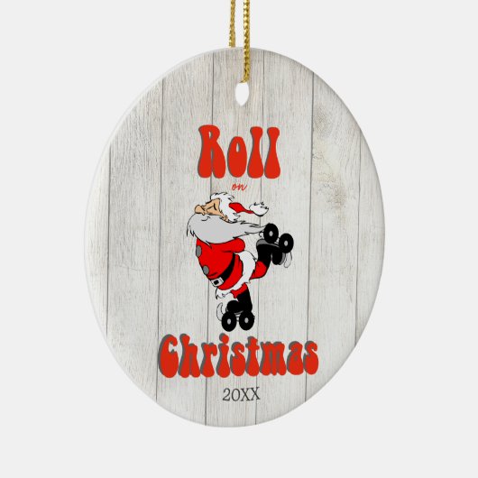 Funny Christmas Santa Roller Schaats Keramisch Ornament (Rechts)