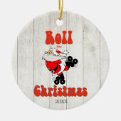 Funny Christmas Santa Roller Schaats Keramisch Ornament (Voorkant)