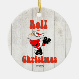 Funny Christmas Santa Roller Schaats Keramisch Ornament