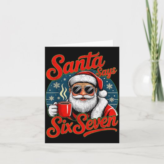 Funny Christmas Santa Says Six Seven 67 Coffee Mem Kaart (Voorkant)