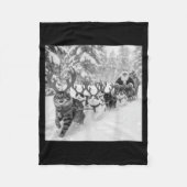 Funny Christmas Santa Sleigh Cats Reindeer Selfie  Fleece Deken (Voorkant)