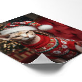 Funny Christmas Santa Sphynx Cat in Sweater Poster (Hoek)