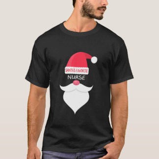 Funny Christmas Santa's Favoriete Nurse T-Shirt