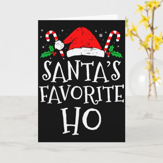 Funny Christmas Santa's Favorite Ho Naughty Pajama Kaart (Gele Bloem)
