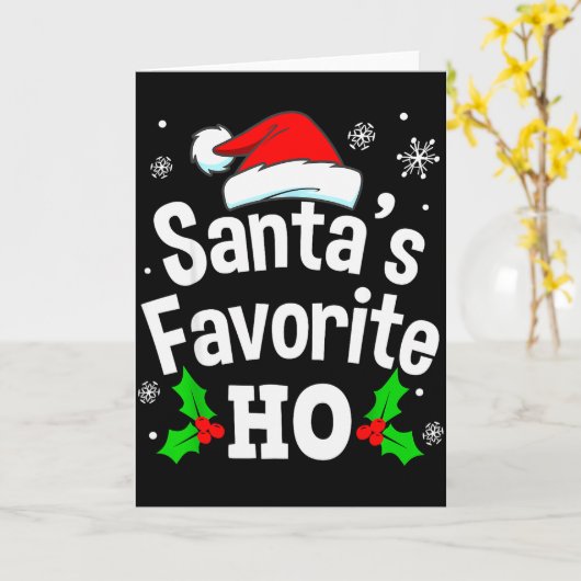 Funny Christmas Santa's Favorite Ho Naughty Pajama Kaart (Gele Bloem)