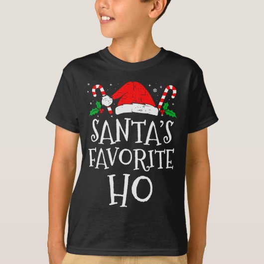 Funny Christmas Santa's Favorite Ho Naughty Pajama T-shirt (Voorkant)