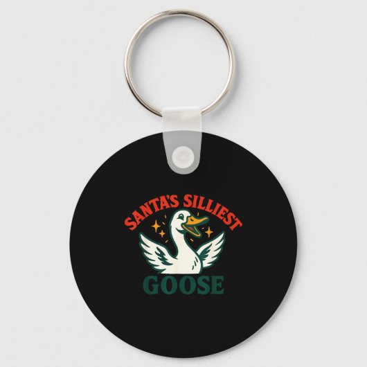 Funny Christmas Santas Silliest Goose Humor Sleutelhanger (Voorkant)