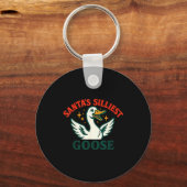Funny Christmas Santas Silliest Goose Humor Sleutelhanger (Voorkant)