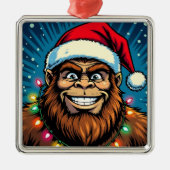Funny Christmas Sasquatch Bigfoots Metalen Ornament (Voorkant)