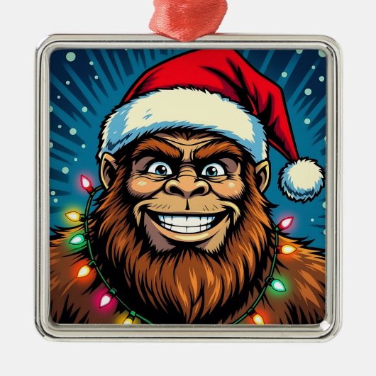Funny Christmas Sasquatch  Bigfoots Metalen Ornament (Voorkant)