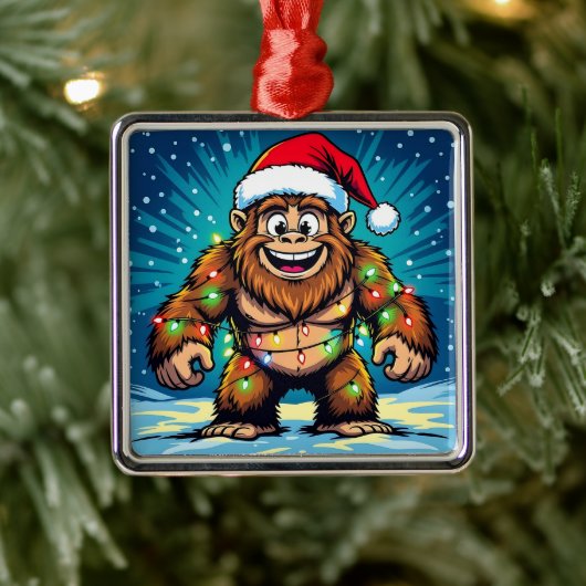 Funny Christmas Sasquatch  Bigfoots Metalen Ornament (Boom)