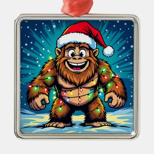 Funny Christmas Sasquatch Bigfoots Metalen Ornament (Voorkant)