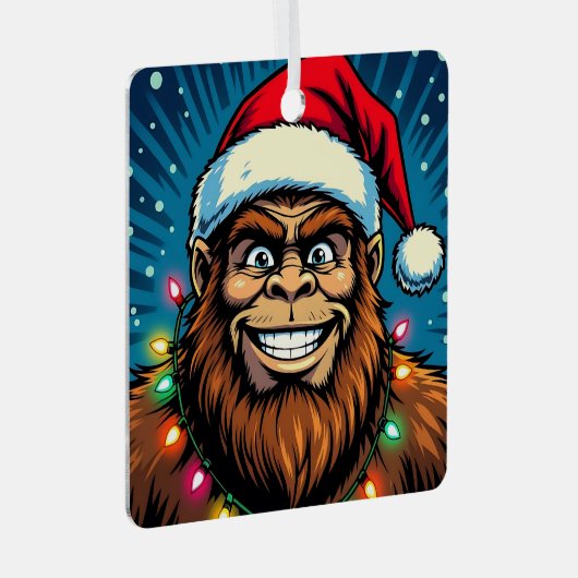 Funny Christmas Sasquatch Personalized Metalen Ornament (Voorkant Rechts)