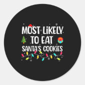 Funny Christmas Saying Santa's Hat Family Party Me Ronde Sticker (Voorkant)