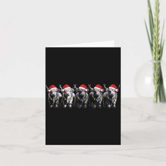 Funny Christmas Scottish Highland Cow Xmas Farm An Kaart (Voorkant)