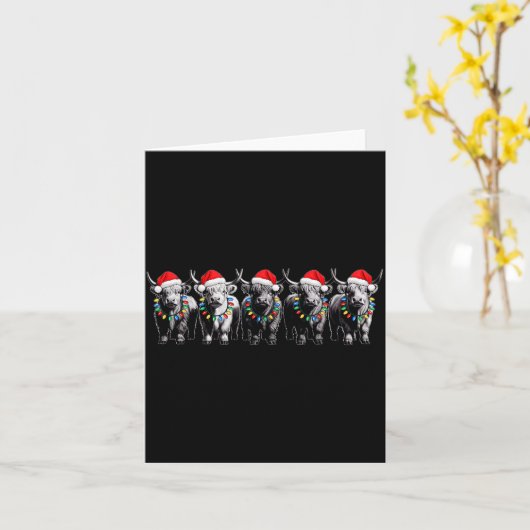 Funny Christmas Scottish Highland Cow Xmas Farm An Kaart (Gele Bloem)