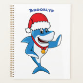 Funny Christmas shark cartoon illustration Planner (Voorkant)