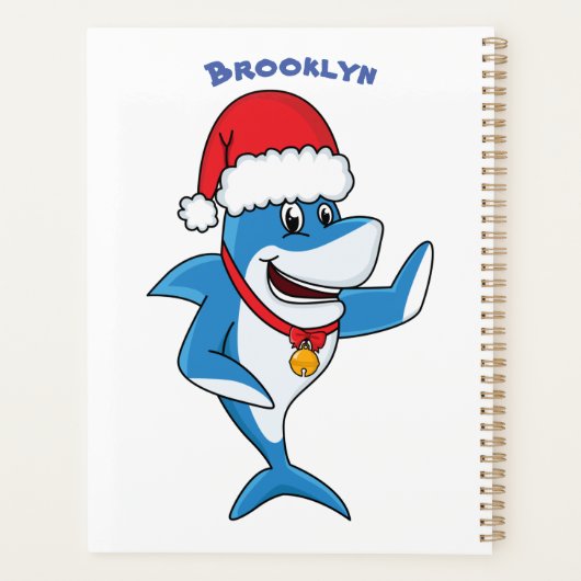 Funny Christmas shark cartoon illustration Planner (Achterkant)