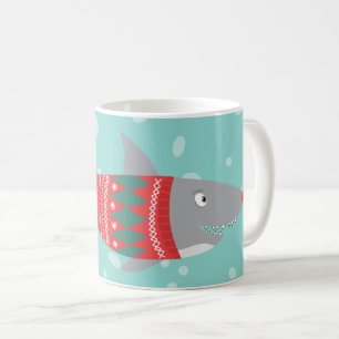 Funny Christmas Shark Coffee Mok