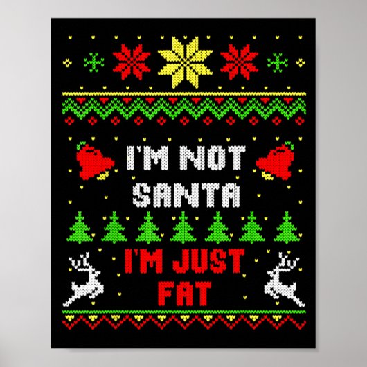 Funny Christmas Shirt. I'm Not Santa, I'm Just Fat Poster (Voorkant)