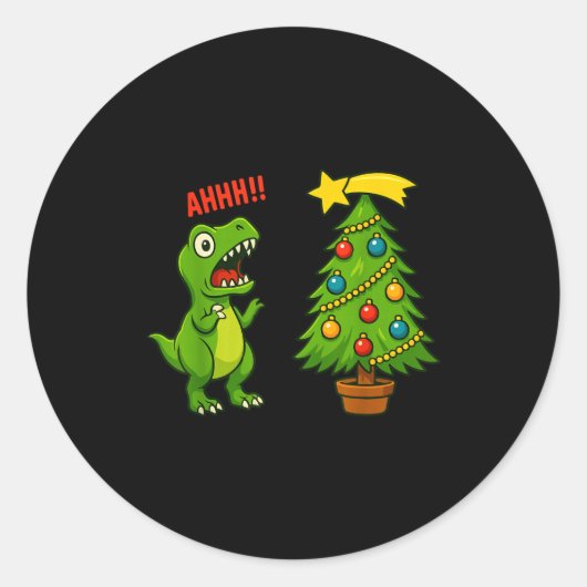 Funny Christmas Shirt Kids Boys Christmas Dinosaur Ronde Sticker (Voorkant)