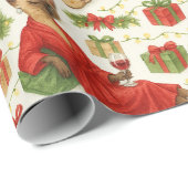 Funny Christmas Siamese Cat Pattern Holiday Chaos Cadeaupapier (Rol Hoek)