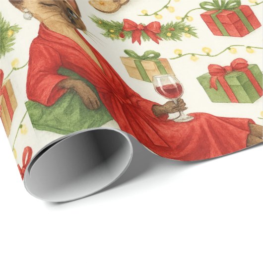 Funny Christmas Siamese Cat Pattern Holiday Chaos Cadeaupapier (Rol Hoek)