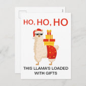 Funny Christmas Simple Disco Santa Llama Feestdagenkaart (Voorkant / Achterkant)