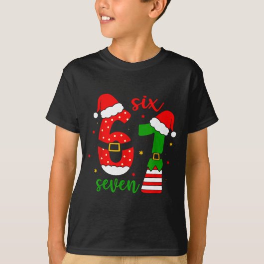 Funny Christmas Six Seven 6 7 Meme Gen Alpha Slang T-shirt (Voorkant)