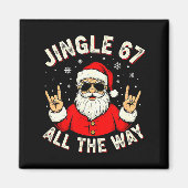 Funny Christmas Six Seven Santa Rock N' Roll Hands Magneet (Voorkant)