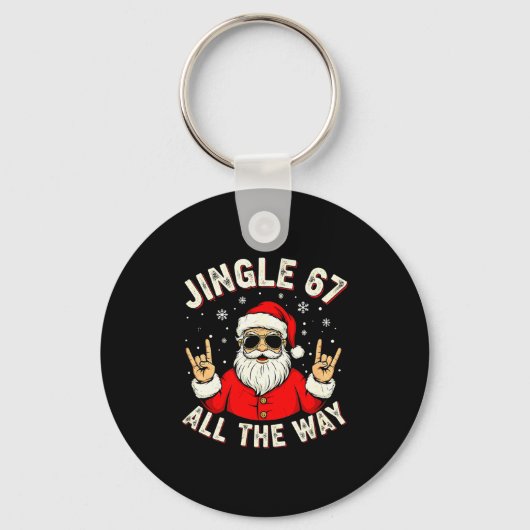 Funny Christmas Six Seven Santa Rock N' Roll Hands Sleutelhanger (Voorkant)