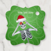 Funny Christmas Skelet Ornamenten Groene werveling Bedankjes Labels (Achterkant)