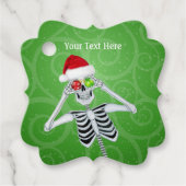 Funny Christmas Skelet Ornamenten Groene werveling Bedankjes Labels (Voorkant)
