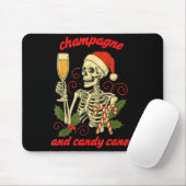 Funny Christmas Skeleton Champagne And Candy Canes Muismat (Met muis)