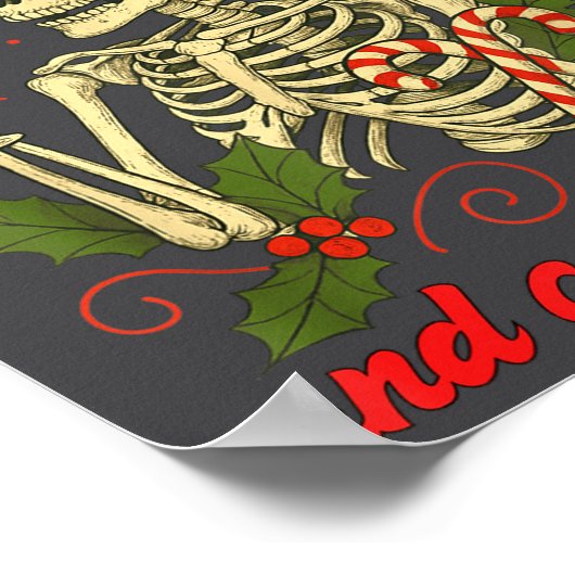 Funny Christmas Skeleton Champagne And Candy Canes Poster (Hoek)