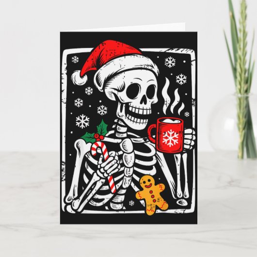 Funny Christmas Skeleton Hot Chocolate Xmas Men Wo Kaart (Voorkant)