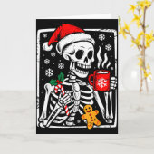 Funny Christmas Skeleton Hot Chocolate Xmas Men Wo Kaart (Gele Bloem)