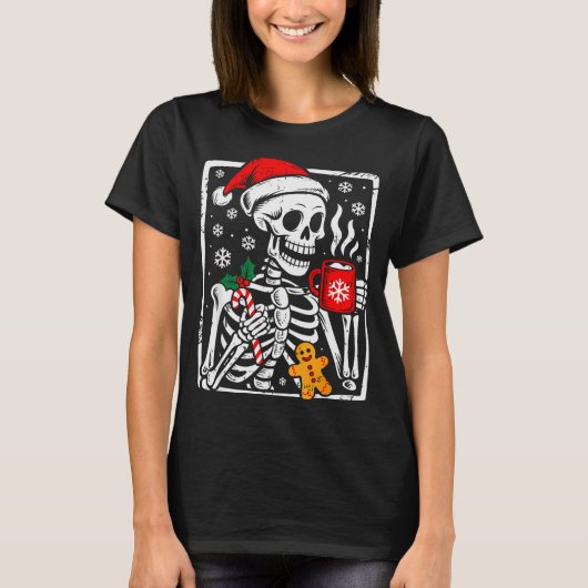 Funny Christmas Skeleton Hot Chocolate Xmas Men Wo T-shirt (Voorkant)